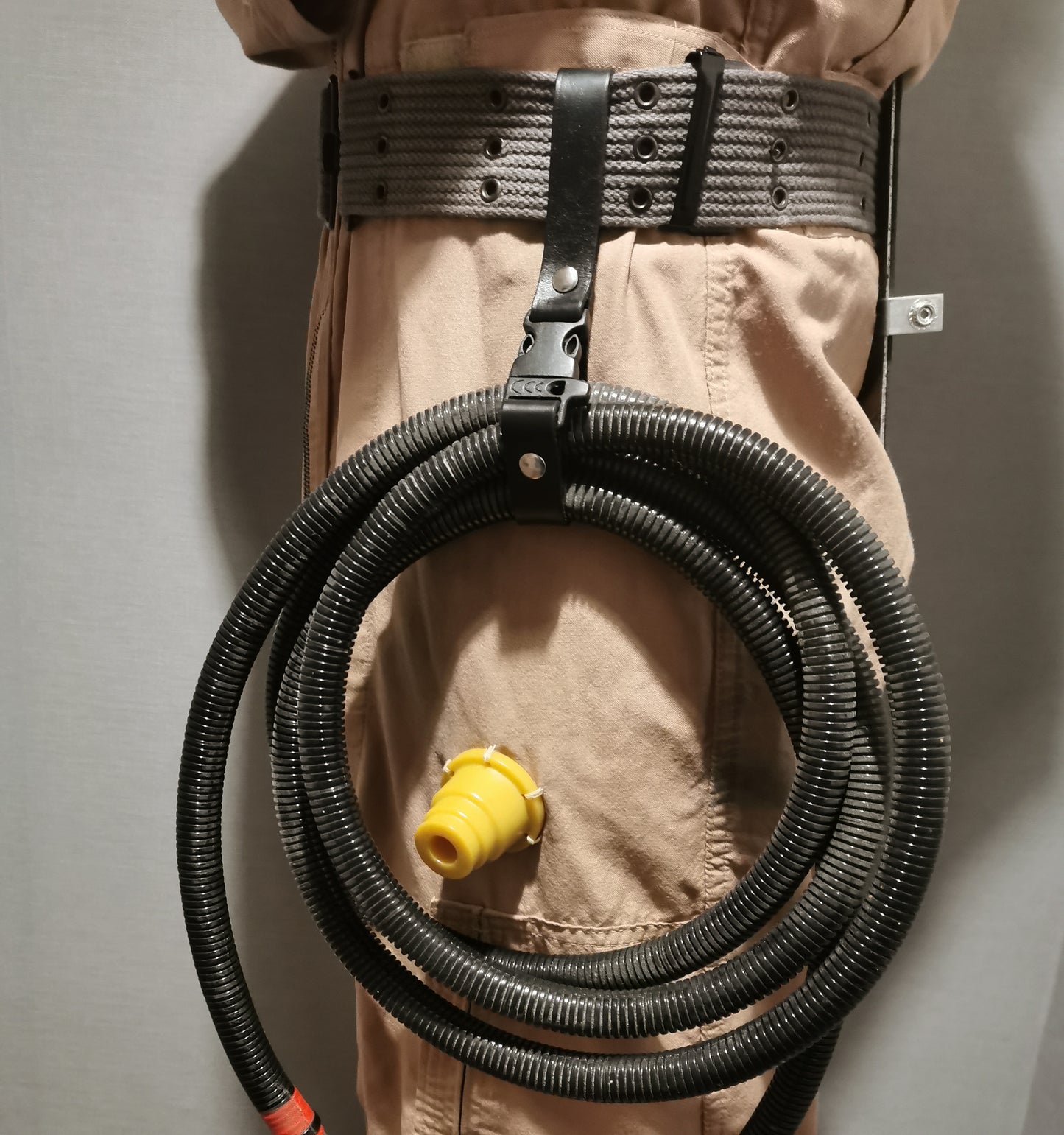 Ghostbusters trap cable / hose leather holster with either plastic survival or silver metal buckle